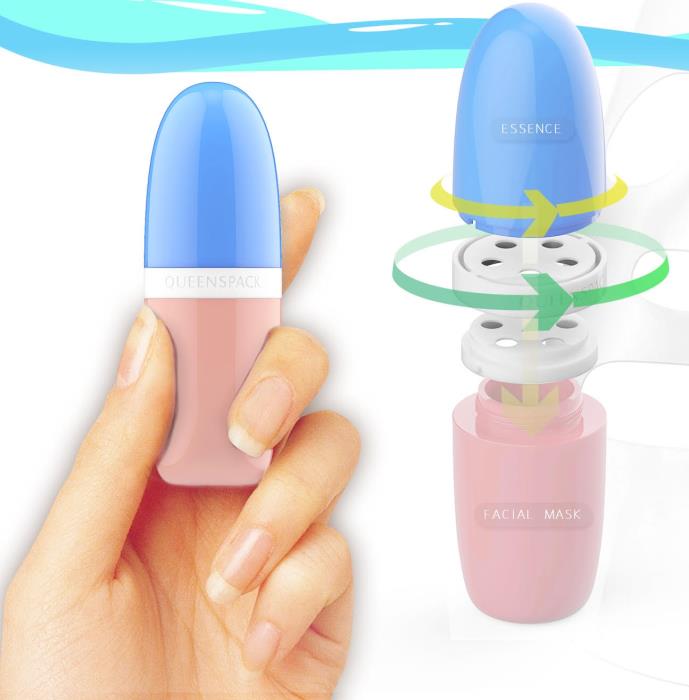 Cocoon: Queenspack's capsule-shaped facial mask bottle